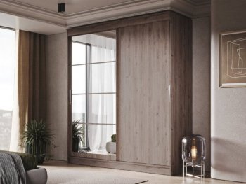 Шкаф-купе 2000 мм Гранд-1 ЛДСП/Зеркало, дуб горный (Эра) в Серове - serov.mebel-e96.ru