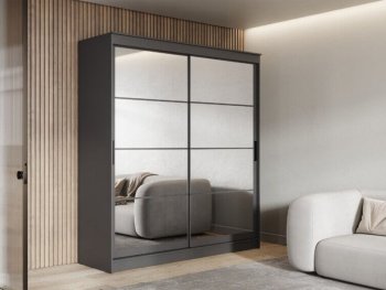 Шкаф-купе 2000 мм Гранд-1 зеркало/зеркало, графит (Эра) в Серове - serov.mebel-e96.ru