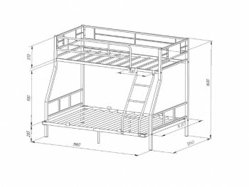 Кровать двухъярусная Гранада-1ПЯЯ 140 в Серове - serov.mebel-e96.ru