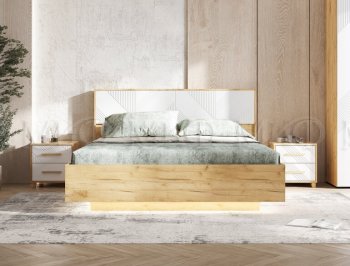 Кровать парящая Ирис крафт/белый с подсветкой (Миф) в Серове - serov.mebel-e96.ru