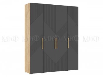 Шкаф 1800 мм Ирис с антресолью крафт/графит (Миф) в Серове - serov.mebel-e96.ru