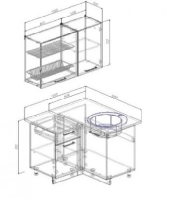 Кухонный гарнитур угловой Изумруд 1000*1000 в Серове - serov.mebel-e96.ru