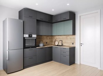 Кухонный гарнитур угловой Изумруд 2200*1700 мм (Санвут) в Серове - serov.mebel-e96.ru