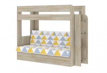 Кровать 2-х ярусная с диваном Карамель 75 сонома (Otto Yellow) в Серове - serov.mebel-e96.ru