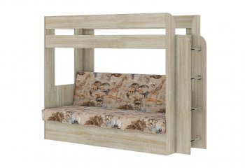 Кровать 2-х ярусная с диваном Карамель 75 сонома (Саванна) в Серове - serov.mebel-e96.ru