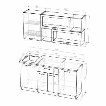 Кухонный гарнитур Кира стандарт 1600 мм (Герда) в Серове - serov.mebel-e96.ru