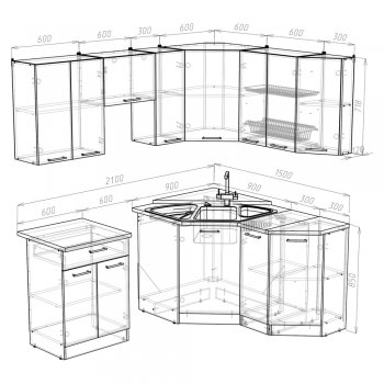 Кухонный гарнитур Кира мега оптима 2100х1500 мм (Герда) в Серове - serov.mebel-e96.ru