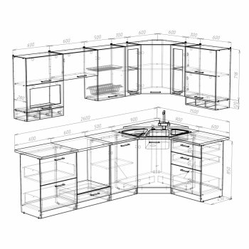 Кухонный гарнитур Кира гранд оптима 2600х1500 мм (Герда) в Серове - serov.mebel-e96.ru