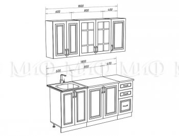 Кухонный гарнитур Констанция 1800 мм белый/джинс (Миф) в Серове - serov.mebel-e96.ru