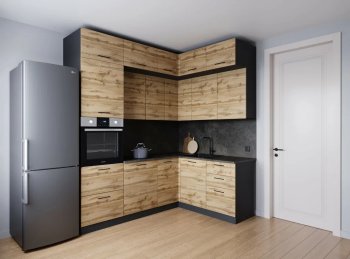 Кухонный гарнитур угловой Крафт 2200*1700 мм (Санвут) в Серове - serov.mebel-e96.ru