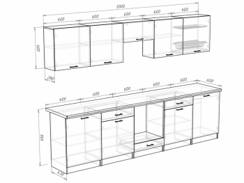 Кухонный гарнитур 3000 мм Кремона (Росток) в Серове - serov.mebel-e96.ru