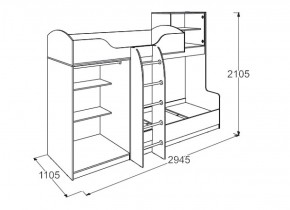 Кровать 2-х ярусная №2 Омега 18 (800*2000) в Серове - serov.mebel-e96.ru