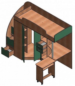 Кровать-чердак Теремок-1 Гранд  Дуб молочный/Голубой в Серове - serov.mebel-e96.ru