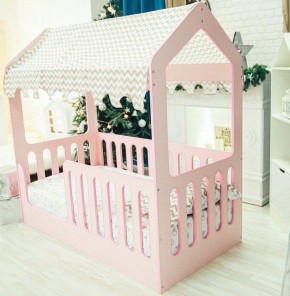 Кроватка-домик без ящика 800*1600 (Розовый) в Серове - serov.mebel-e96.ru
