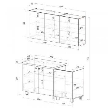 Кухонный гарнитур Куба 1600 мм (БТС) в Серове - serov.mebel-e96.ru