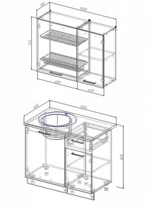 Кухонный гарнитур Антрацит 1000 в Серове - serov.mebel-e96.ru