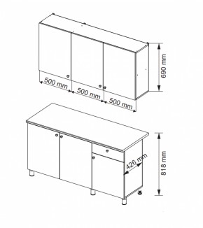 Кухонный гарнитур POINT 1500 мм (Гор) в Серове - serov.mebel-e96.ru