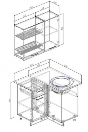 Кухонный гарнитур угловой Прима 1000*1000 в Серове - serov.mebel-e96.ru