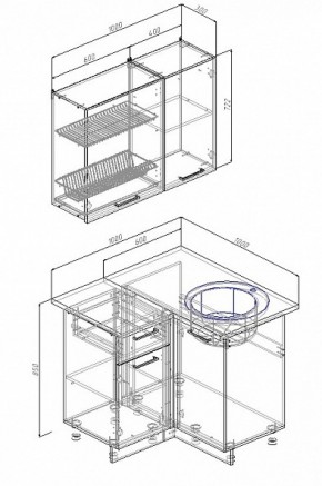 Кухонный гарнитур угловой Сатин 1000*1000 в Серове - serov.mebel-e96.ru