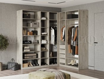 Гардеробная/шкаф 2200*1706 мм Ларго №3 дуб крафт серый/кашемир (Миф) в Серове - serov.mebel-e96.ru