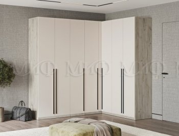 Гардеробная/шкаф 2200*1706 мм Ларго №3 дуб крафт серый/кашемир (Миф) в Серове - serov.mebel-e96.ru