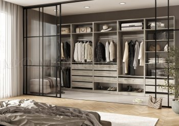 Гардеробная/шкаф 4000 мм Ларго №1 открытая дуб крафт серый (Миф) в Серове - serov.mebel-e96.ru