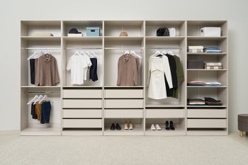 Гардеробная/шкаф 4000 мм Ларго №1 открытая Кашемир (Миф) в Серове - serov.mebel-e96.ru