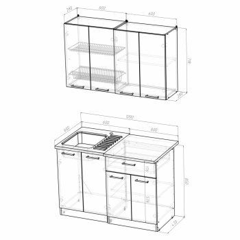 Кухонный гарнитур Лариса лайт 1 1200 мм (Герда) в Серове - serov.mebel-e96.ru