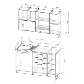 Кухонный гарнитур Лариса медиум 3 1400 мм (Герда) в Серове - serov.mebel-e96.ru