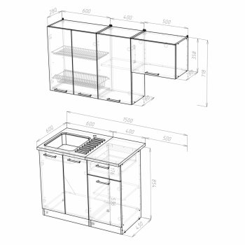 Кухонный гарнитур Лариса нормал 2 1500 мм (Герда) в Серове - serov.mebel-e96.ru