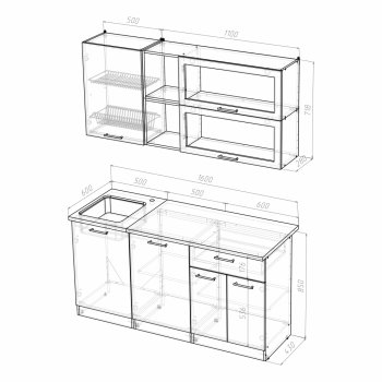 Кухонный гарнитур Лариса стандарт 3 1600 мм (Герда) в Серове - serov.mebel-e96.ru