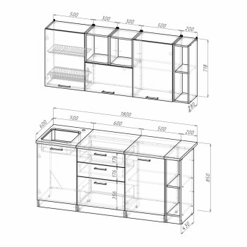 Кухонный гарнитур Лариса макси 4 1800 мм (Герда) в Серове - serov.mebel-e96.ru