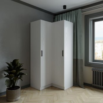 Шкаф угловой Ларс (угол прямой), Белый (Микон) в Серове - serov.mebel-e96.ru