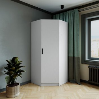 Шкаф угловой Ларс (угол скос), Белый (Микон) в Серове - serov.mebel-e96.ru