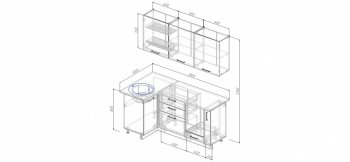 Угловой кухонный гарнитур Антрацит 1800х1000 мм в Серове - serov.mebel-e96.ru