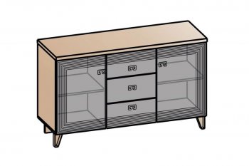 Комод 2дв, 3ящ Лежер КМ-3103 дуб серый/холст вулканический(СанТан) в Серове - serov.mebel-e96.ru