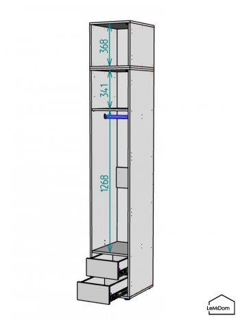 Шкаф с антресолью 400 мм Linnea MHR-1A-3 2450х400х510 (Графит-М 11.1.25) в Серове - serov.mebel-e96.ru