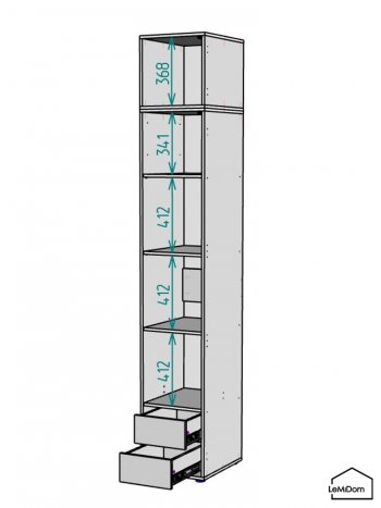 Шкаф с антресолью 400 мм Linnea MHR-1A-4 2450х400х510 (Графит-М 11.1.25) в Серове - serov.mebel-e96.ru