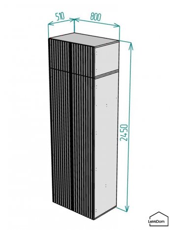 Шкаф с антресолью 800 мм Linnea MHR-2A-4 2450х800х510 (Графит-М 11.1.25) в Серове - serov.mebel-e96.ru