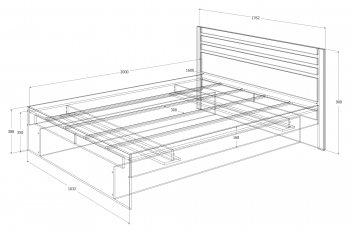 Кровать двуспальная Лиана графит (Зарон) в Серове - serov.mebel-e96.ru