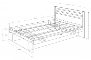Кровать двуспальная Лиана графит (Зарон) в Серове - serov.mebel-e96.ru