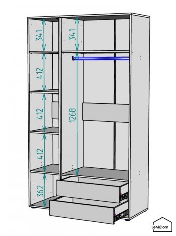 Шкаф Linnea MHR-3-2 2050х1200х510 (Белый-М 11.1.2) в Серове - serov.mebel-e96.ru