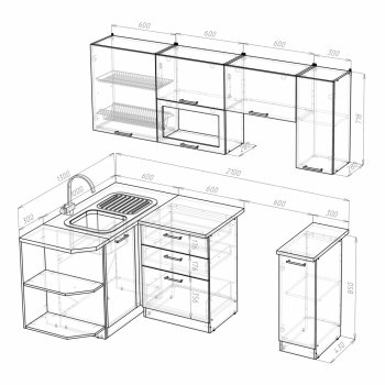 Кухонный гарнитур Лира прайм 1300х2100 мм (Герда) в Серове - serov.mebel-e96.ru