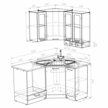 Кухонный гарнитур Лира литл 1500х1200 мм (Герда) в Серове - serov.mebel-e96.ru