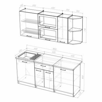 Кухонный гарнитур Лира макси 1800 мм (Герда) в Серове - serov.mebel-e96.ru