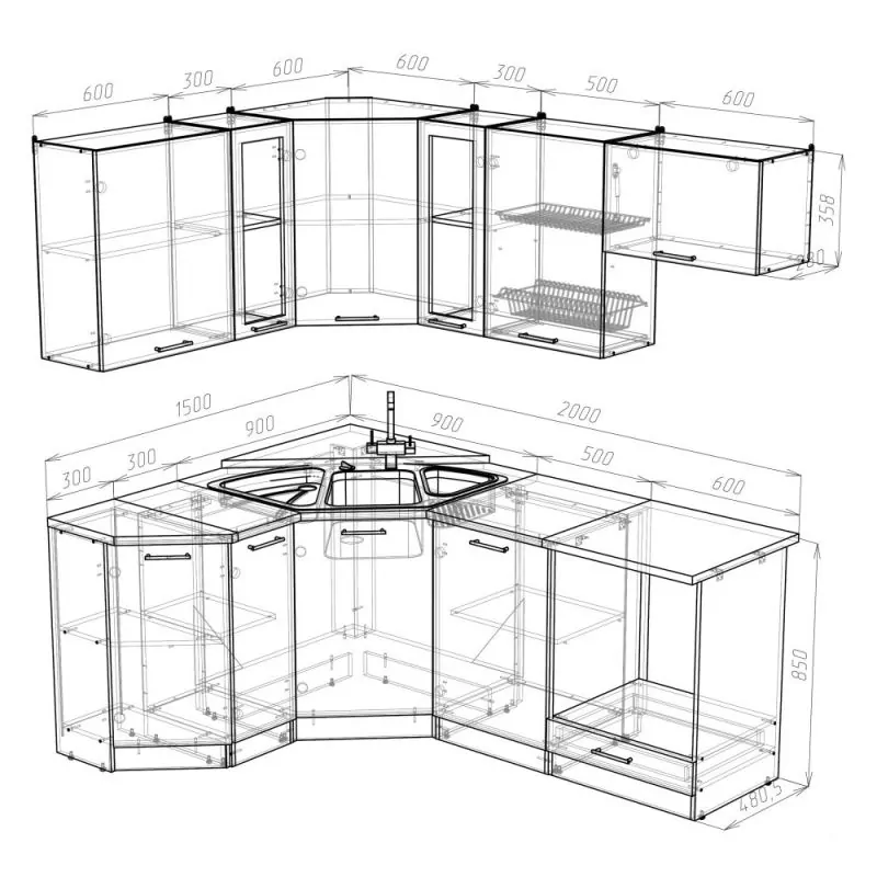 Кухонный гарнитур Лира мега оптима 2000х1500 мм (Герда) в Серове - serov.mebel-e96.ru