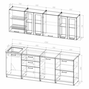 Кухонный гарнитур Лира компакт 2200 мм (Герда) в Серове - serov.mebel-e96.ru