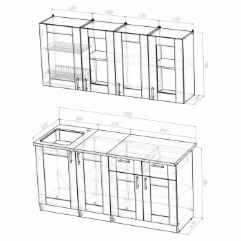 Кухонный гарнитур Лира демо 1700 мм (Герда) в Серове - serov.mebel-e96.ru