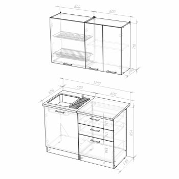 Кухонный гарнитур Лира лайт 1200 мм (Герда) в Серове - serov.mebel-e96.ru