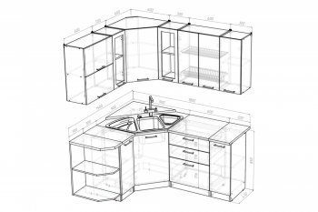 Кухонный гарнитур Лоретта оптима 1500х1800 мм (Герда) в Серове - serov.mebel-e96.ru